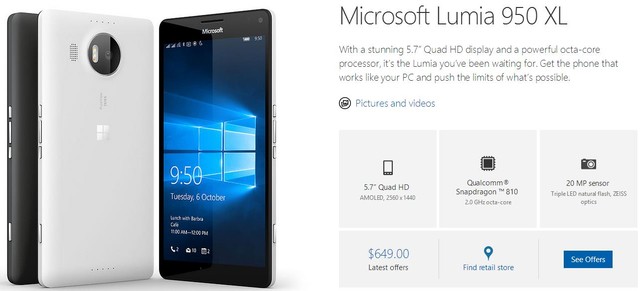 再次發(fā)售 無鎖版Lumia 950美國官網(wǎng)現(xiàn)貨 