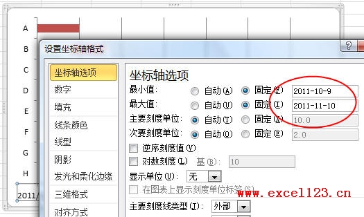 設(shè)置橫坐標軸格式