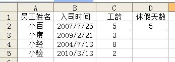 怎樣用Excel函數(shù)自動計算員工工齡及休假天數(shù)