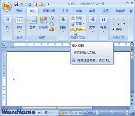 Word2007多種樣式頁(yè)碼的插入