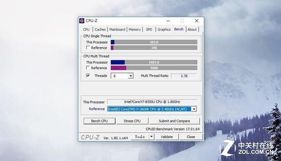 CPU-Z的Benchmark測(cè)試數(shù)據(jù)