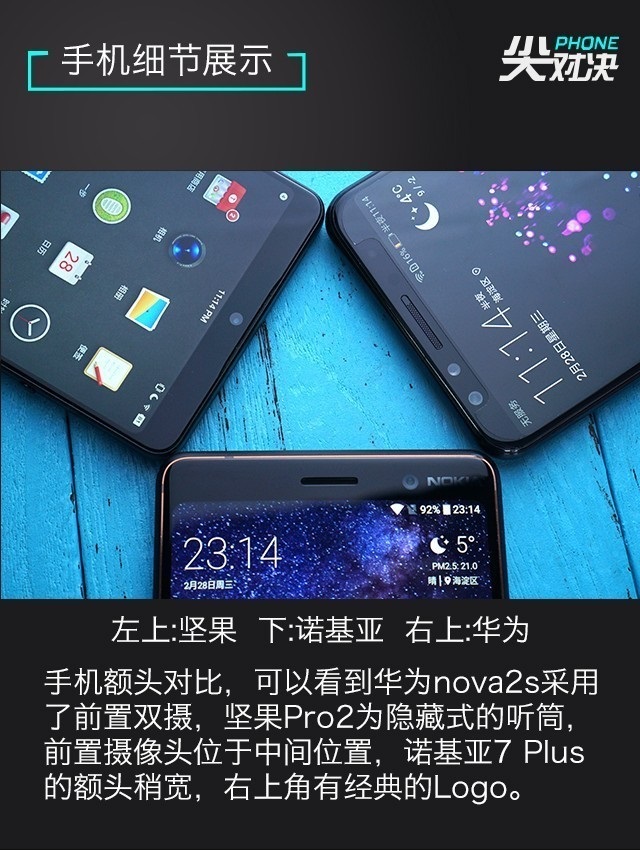 全面屏對決 諾基亞7 Plus、堅(jiān)果Pro2、華為Nova2s對比評測